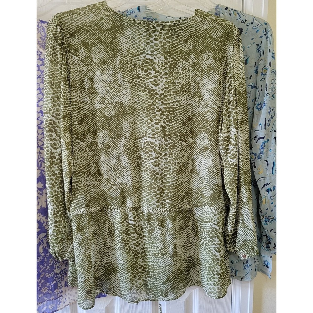 Susan Graver Style Tunic Tops 1X Sheer Lot Of 3 Purple Green Blue Longsleeve - Picture 9 of 16
